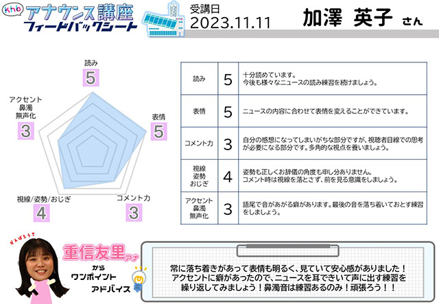 フィードバックシート