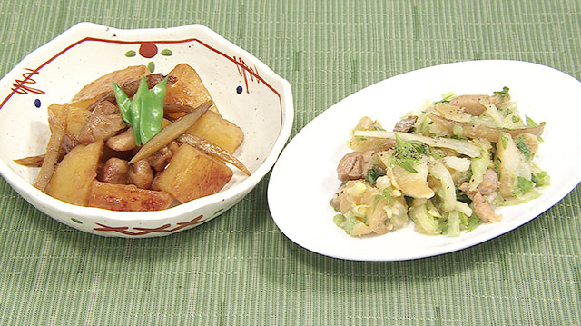 鶏とジャガイモの味噌煮＆和風サラダ