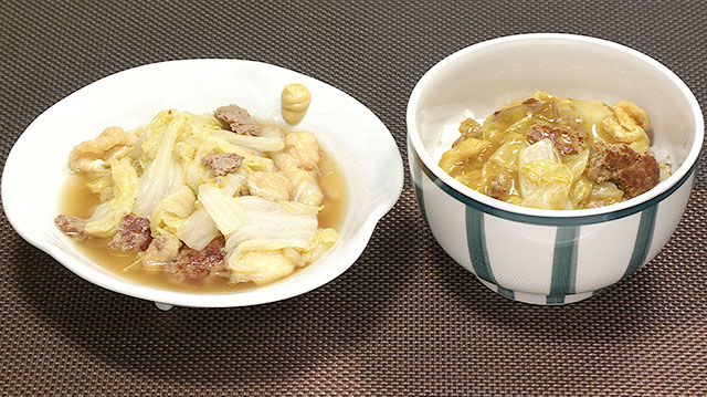 白菜と挽肉のしょうゆ煮→和風カレー煮