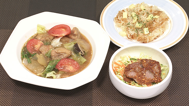 鶏と野菜の秘伝煮 焼肉サラダ 味ごはん
