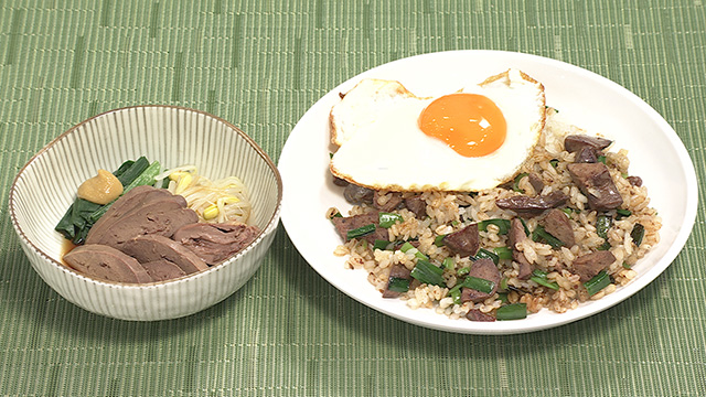 レバーのまる煮でレバニラ炒飯