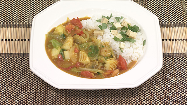 冷凍シーフードの夏カレー