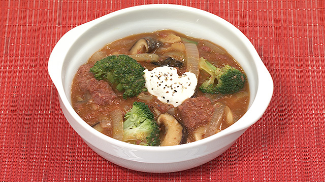 缶詰でごちそう！コンビーフときのこのケチャップ煮