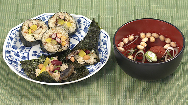 いわしご飯の豆まき手巻き