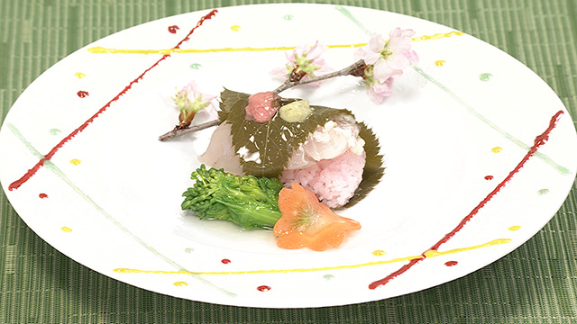 鯛の麴漬け道明寺蒸し