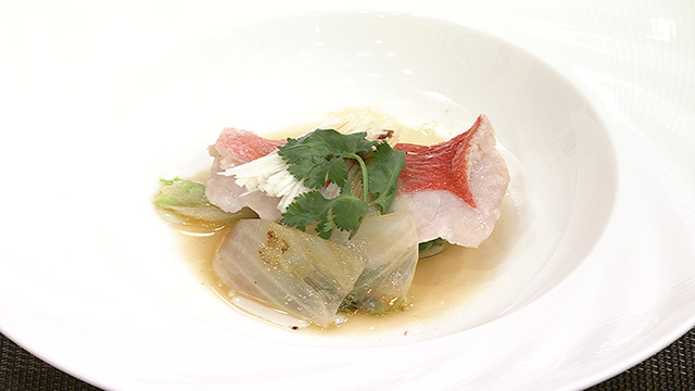 金目鯛の広東風　薬味蒸し