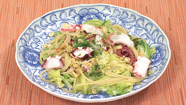 タコとキャベツの和風パスタ