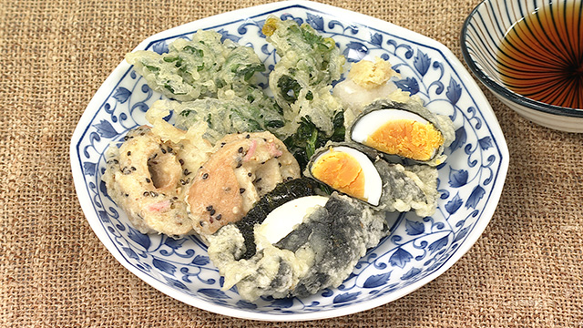 ゆで卵・お麩の天ぷら