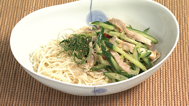 きゅうり炒め　混ぜそうめん