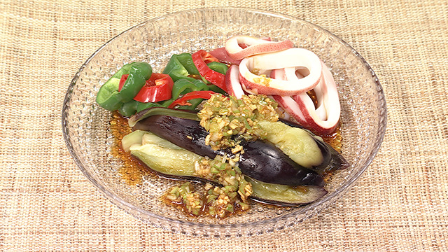 レンチン蒸しナスの香味しょうゆがけ