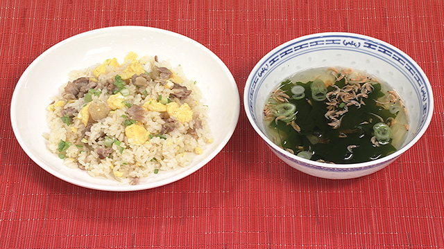 炊飯器で作る　炒めず炒飯　おまけのアミスープ