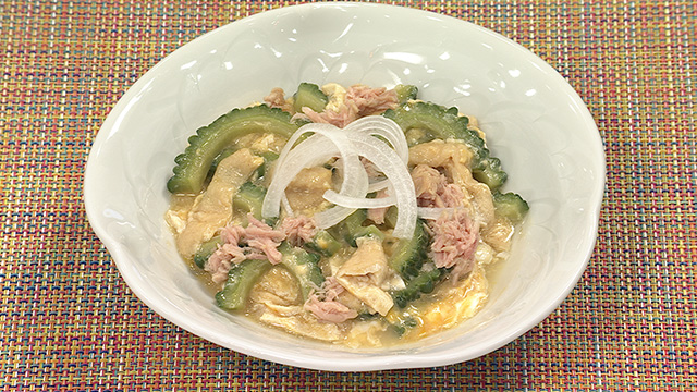 ゴーヤーと油揚げの卵あん仕立て