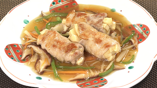肉巻き豆腐の野菜あん仕立て