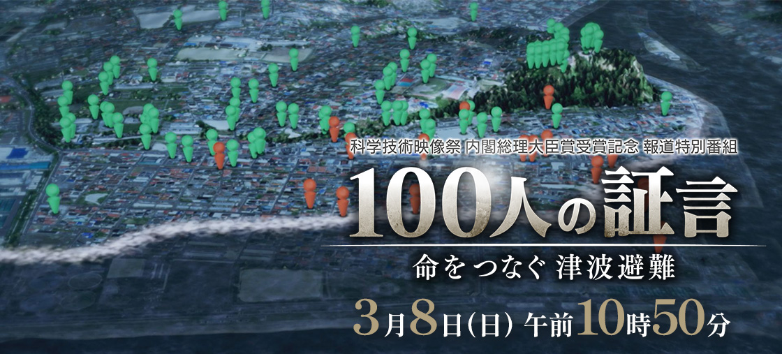 科学技術映像祭 内閣総理大臣賞受賞記念 報道特別番組
『100人の証言 命をつなぐ津波避難』