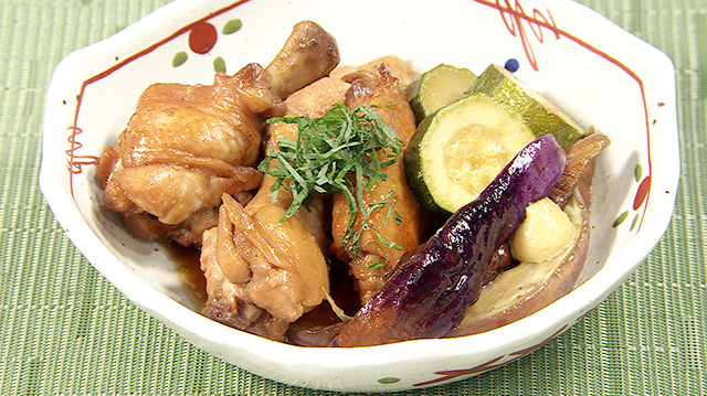 鶏と夏野菜の酸味しょうゆ煮
