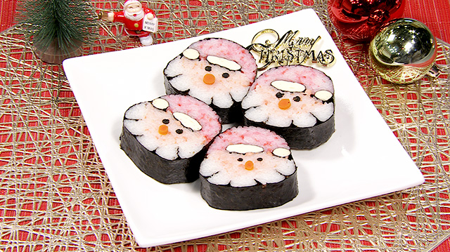 サンタクロースの飾り巻き寿司